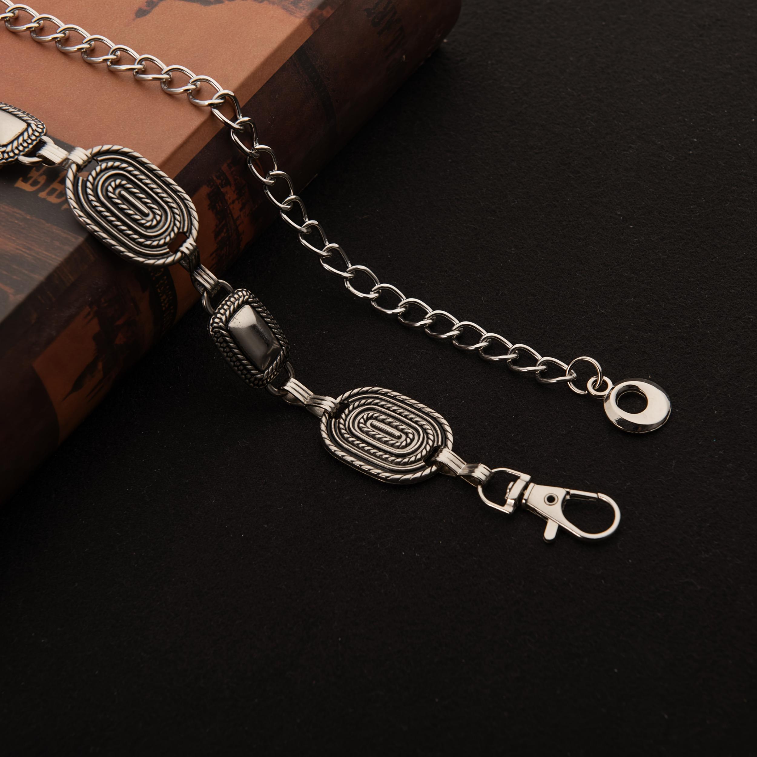 Boho Style Metal Waist Belt with Intricate Patterns Alloy Buckle
